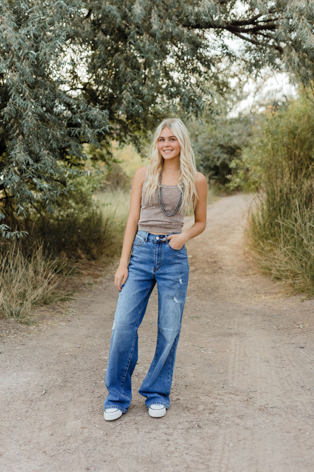 Oatmeal ribbed tank top