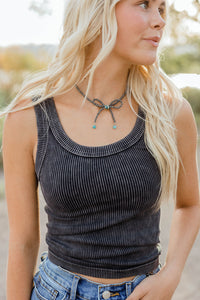 Charcoal ribbed tank top