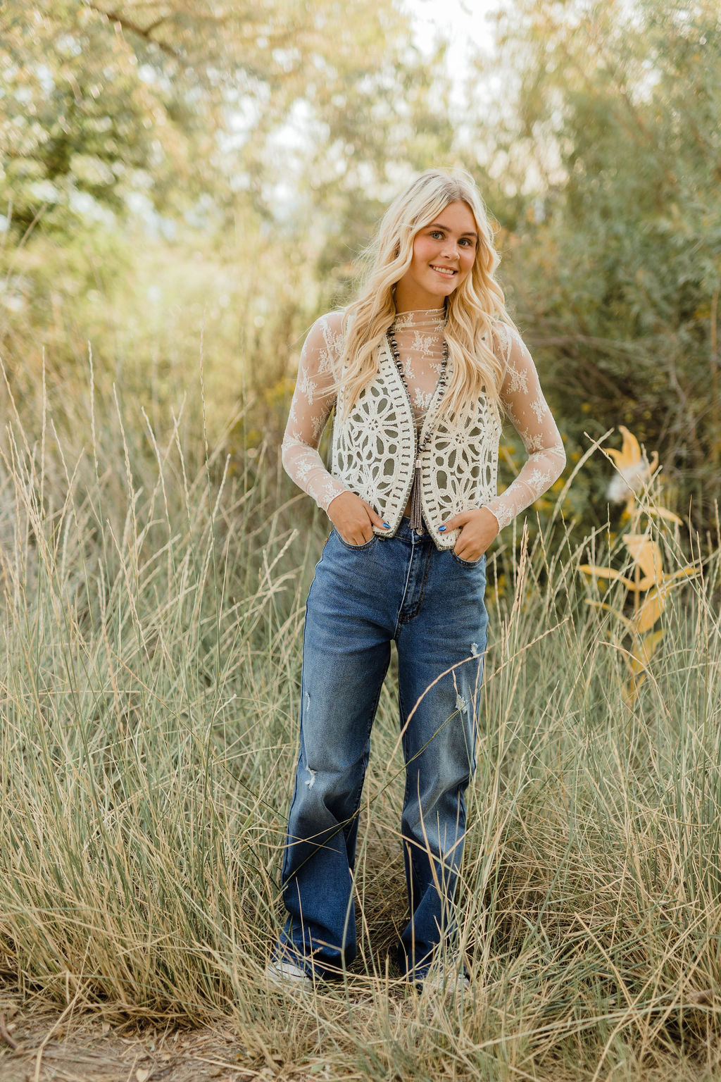 Sage Green Floral Vest