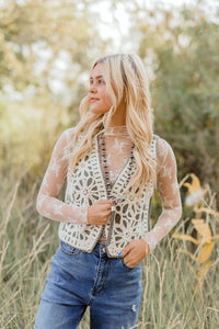 Sage Green Floral Vest