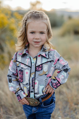 Little cowgirl grey rodeo shirt