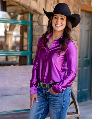 Lavender Luv Satin Button Down Rodeo Shirt
