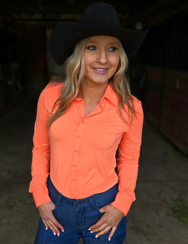 Tangerine Button Down Rodeo Shirt