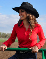 Red button up rodeo shirt