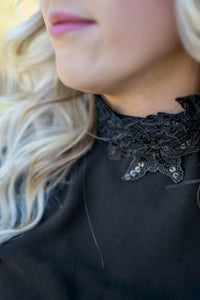 Black Lace Neck Top