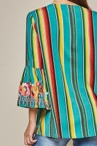 Turquoise Serape Embroider Top