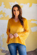Load image into Gallery viewer, Mustard Bell Sleeve Top
