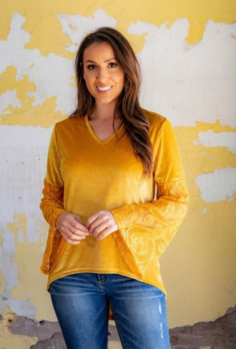 Mustard Bell Sleeve Top