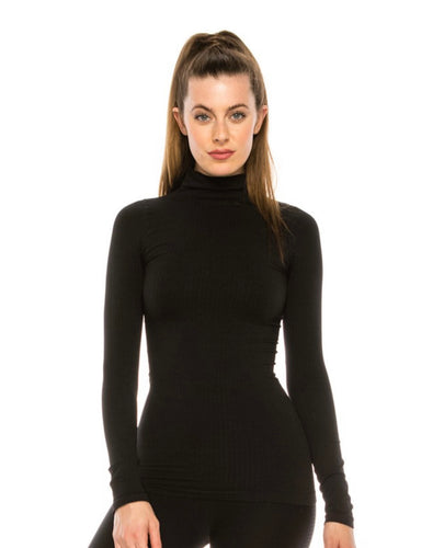 Black and White Ribbed Turtle Neck Shirts
